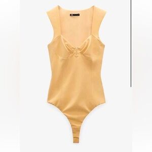 Zara Yellow Sweetheart Neckline Bodysuit